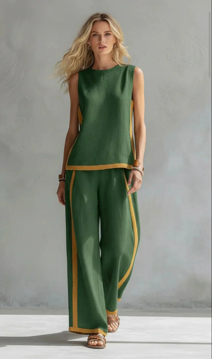 Ursula - Elegant and Casual Set of Vest and Pants with Two-Tone Finishes