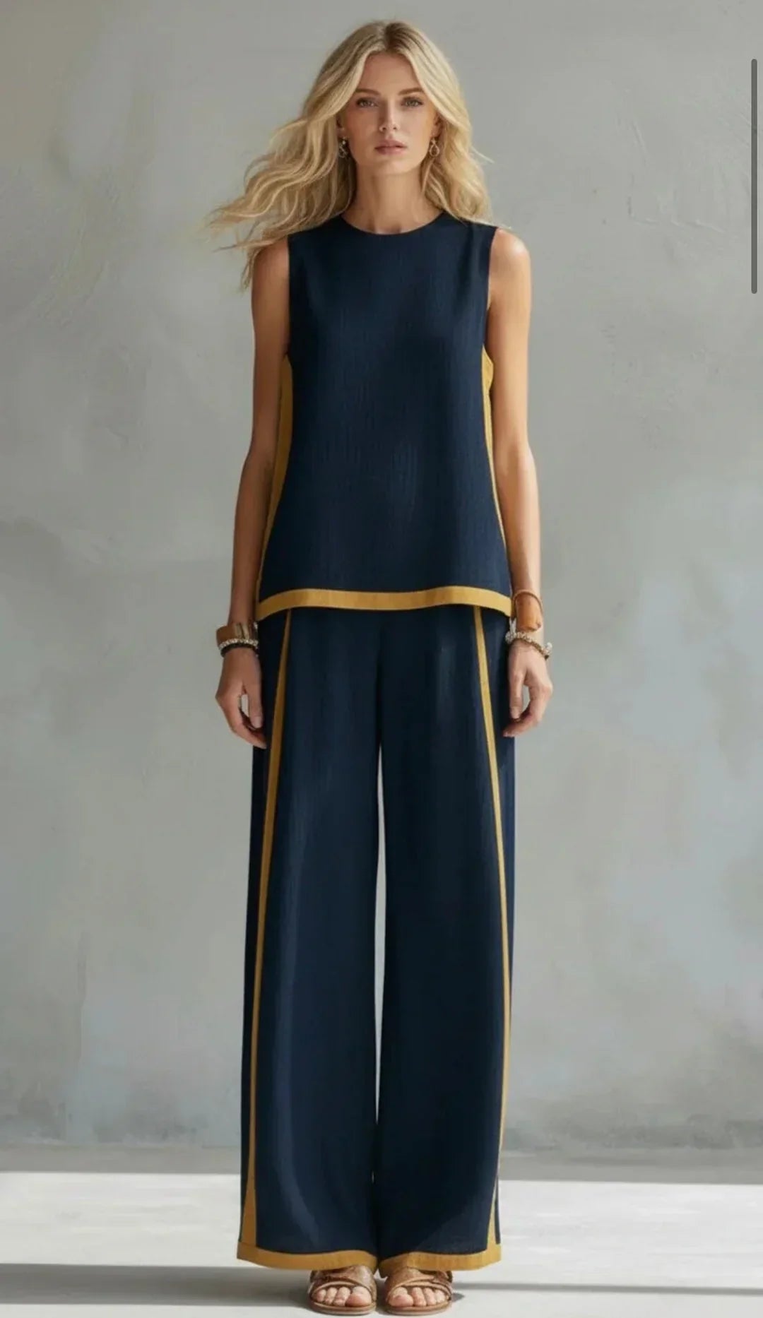 Ursula - Elegant and Casual Set of Vest and Pants with Two-Tone Finishes
