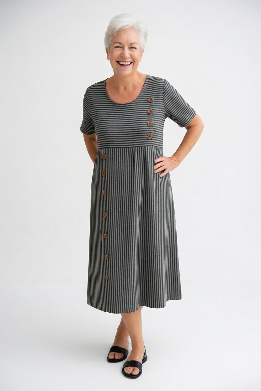 Linéora™ — Fluid Striped Dress with Summer Charm