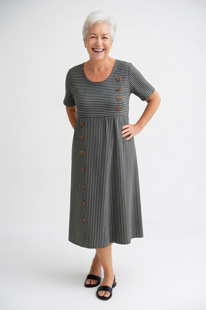 Linéora™ — Fluid Striped Dress with Summer Charm