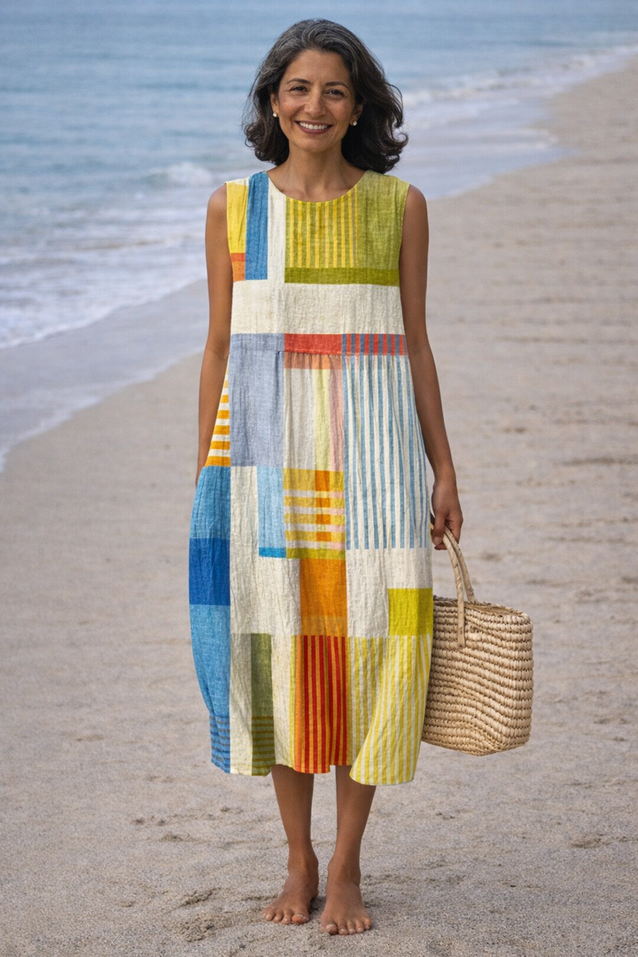 Eva | Geometric Midi Dress