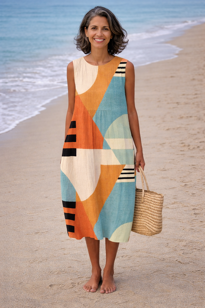 Iris | Geometric Midi Dress