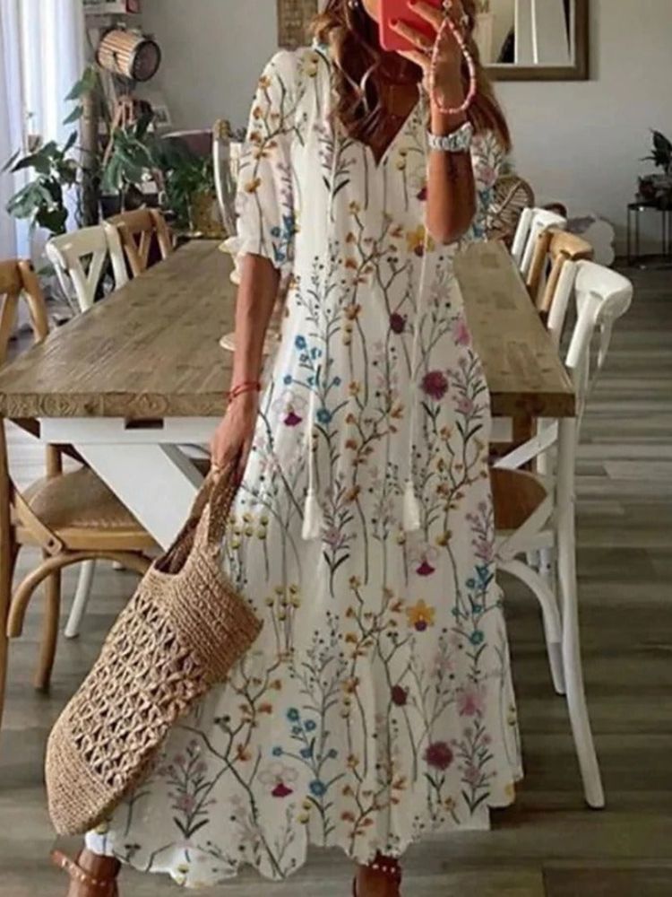 Élodie™ — Elegant Velvet Floral Maxi Dress