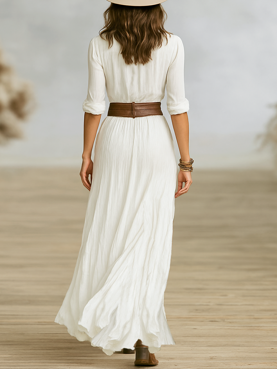 Aurora | Long Dress with Inverted Collar