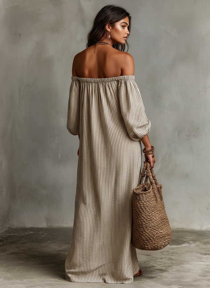 Women's Vacation Off-shoulder Long-sleeved Maxi Dress