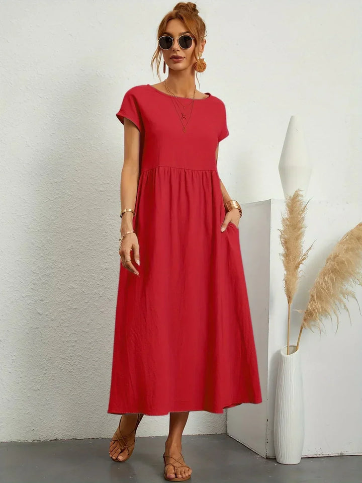 Gabrielle™ — Fluid Midi Dress Timeless Elegance