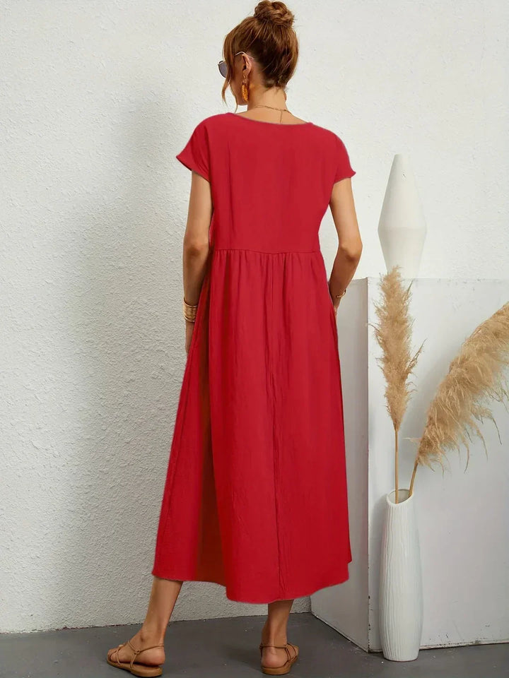 Gabrielle™ — Fluid Midi Dress Timeless Elegance
