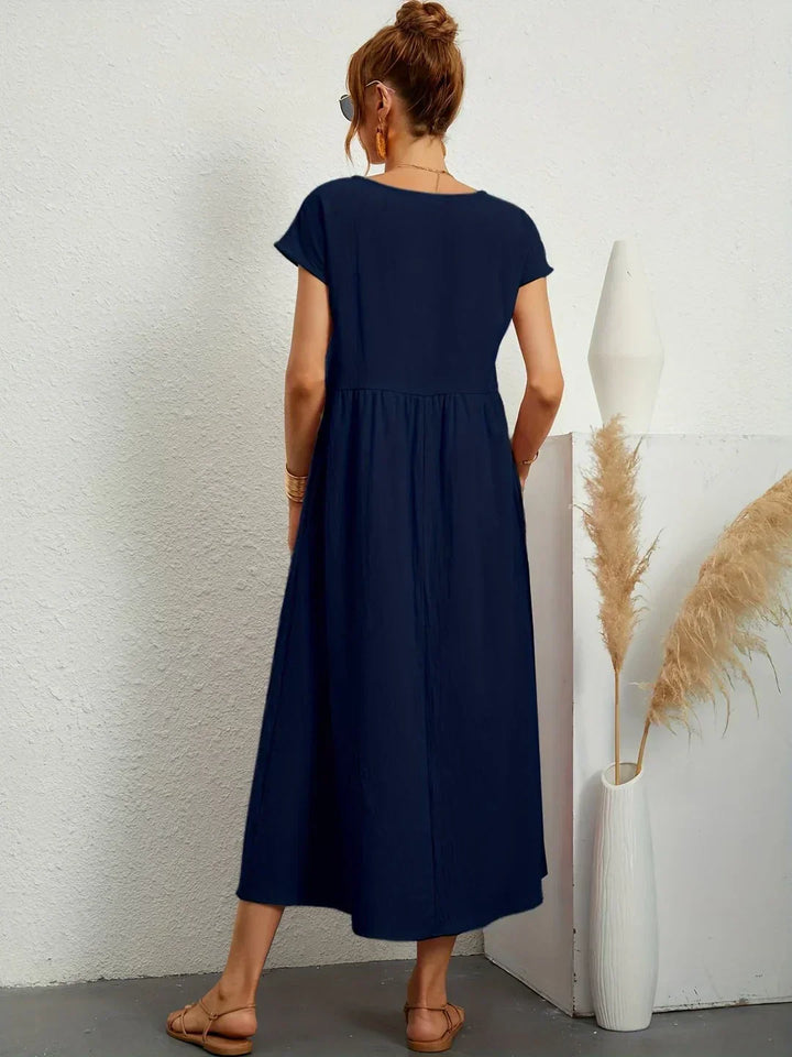 Gabrielle™ — Fluid Midi Dress Timeless Elegance