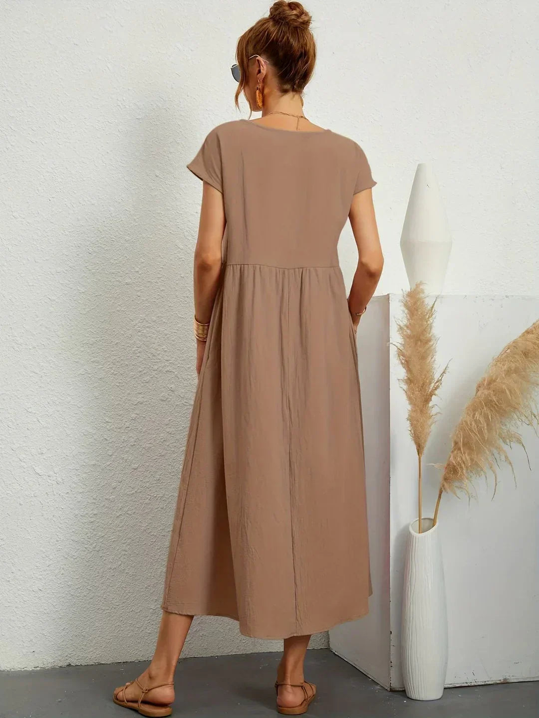 Gabrielle™ — Fluid Midi Dress Timeless Elegance