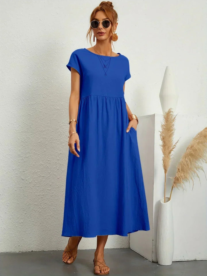 Gabrielle™ — Fluid Midi Dress Timeless Elegance