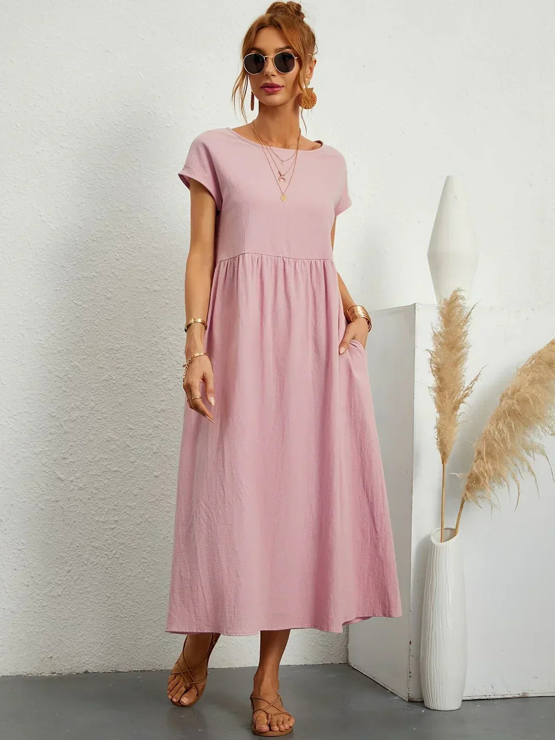 Gabrielle™ — Fluid Midi Dress Timeless Elegance