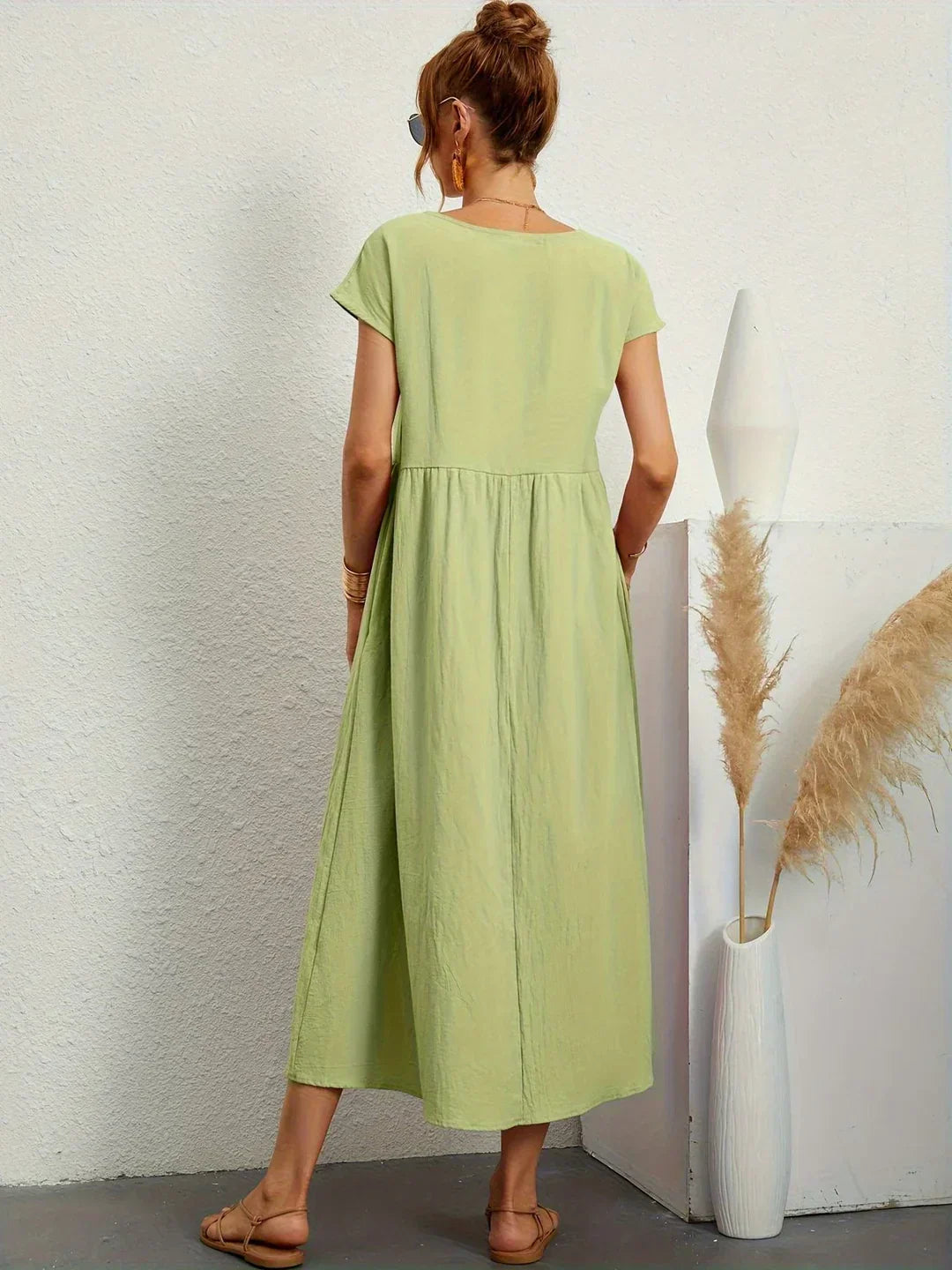 Gabrielle™ — Fluid Midi Dress Timeless Elegance