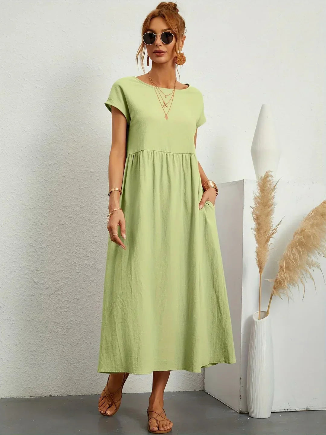 Gabrielle™ — Fluid Midi Dress Timeless Elegance
