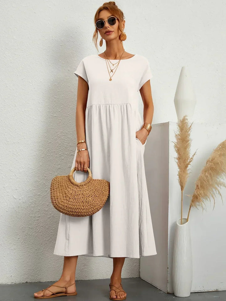 Gabrielle™ — Fluid Midi Dress Timeless Elegance
