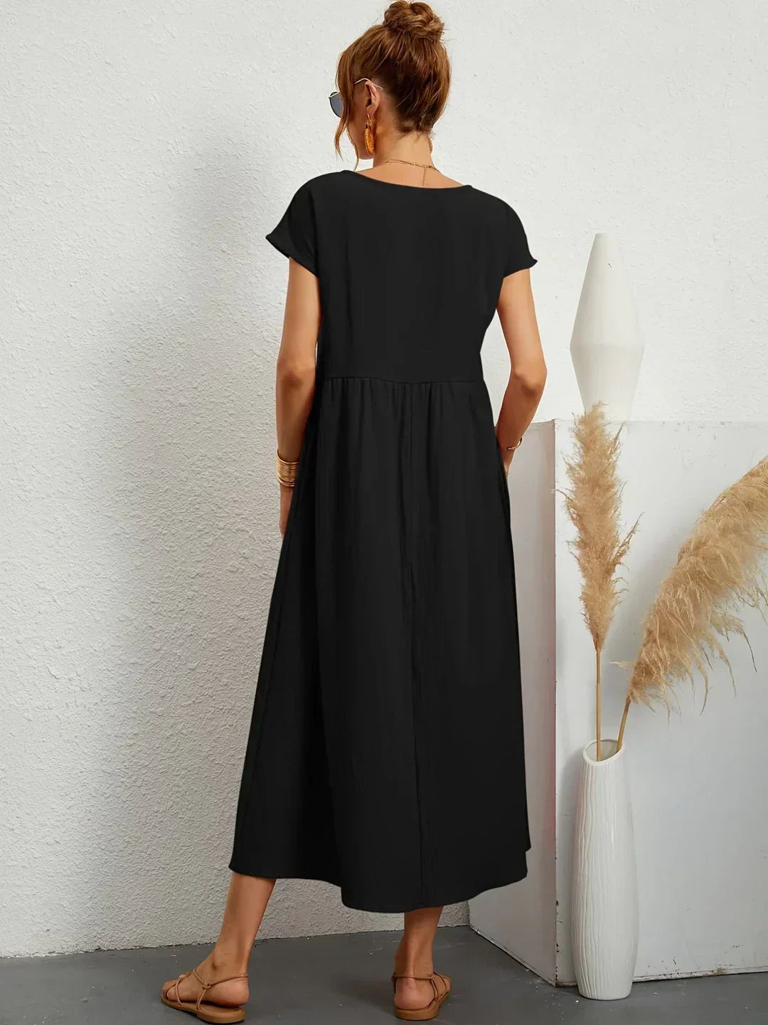 Gabrielle™ — Fluid Midi Dress Timeless Elegance