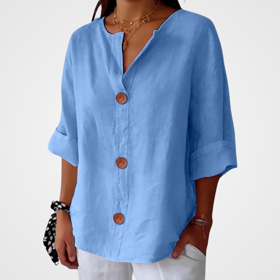 Olivia Loose Linen Blouse Summer Light and Comfortable Women's Style