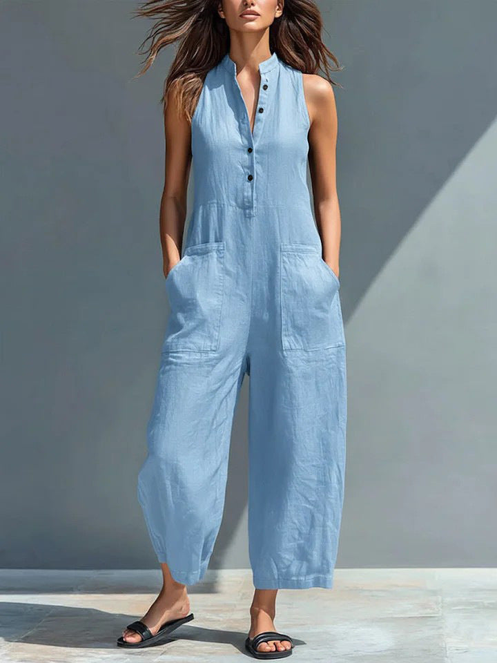 Cecelia™ | Sleeveless Mandarin Jumpsuit