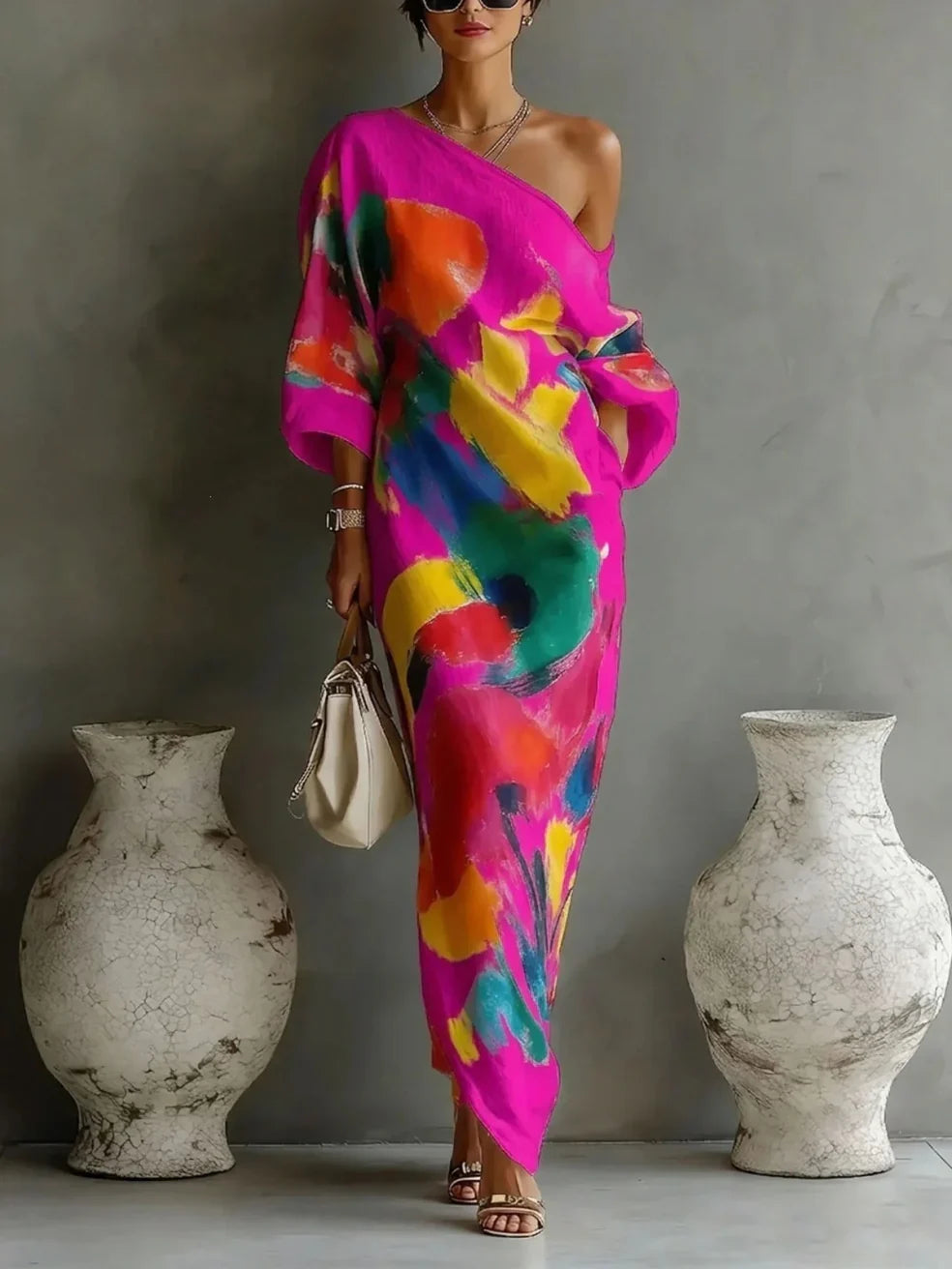 Davina | Robe Longue à Imprimé Abstrait