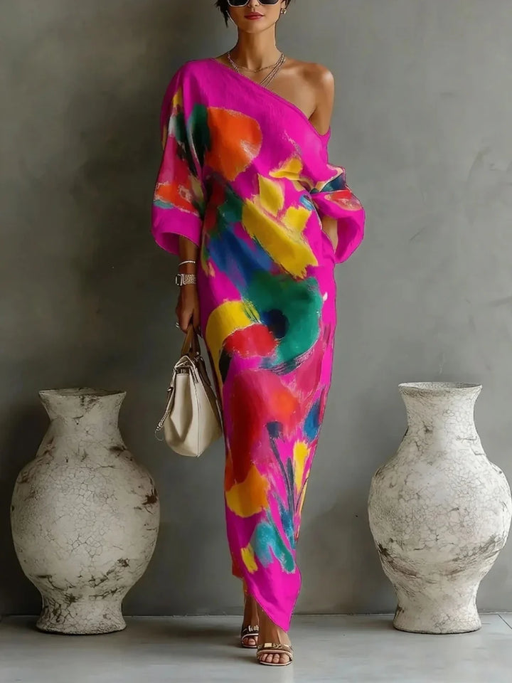 Davina | Robe Longue à Imprimé Abstrait