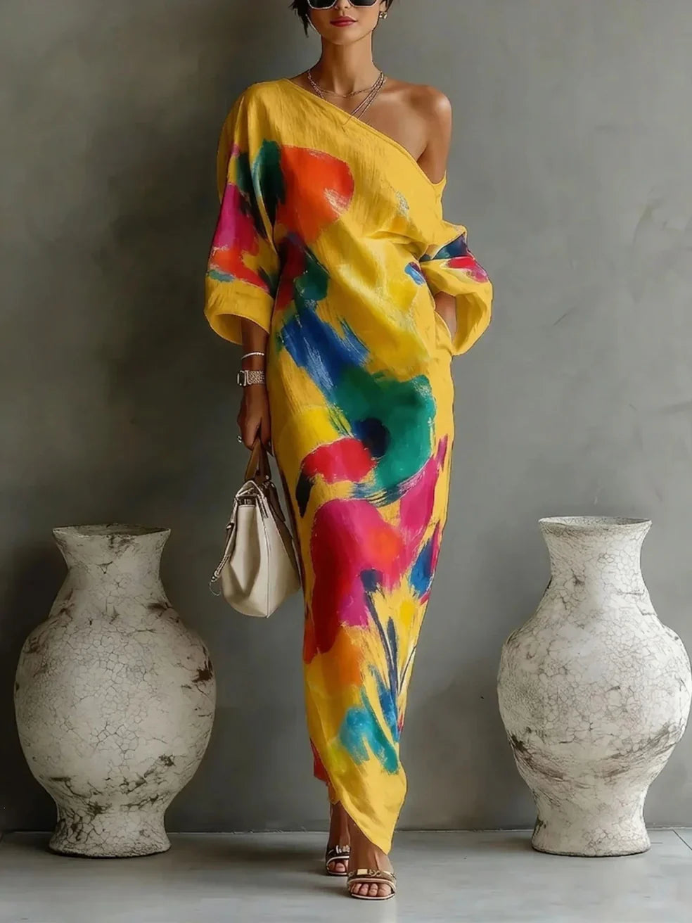 Davina | Robe Longue à Imprimé Abstrait