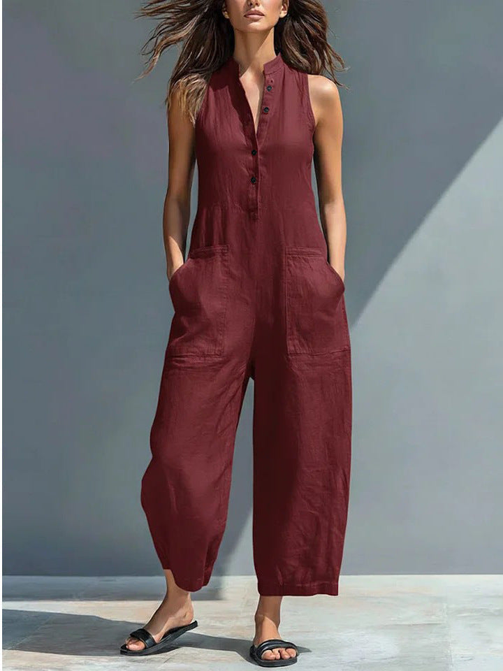 Cecelia™ | Sleeveless Mandarin Jumpsuit