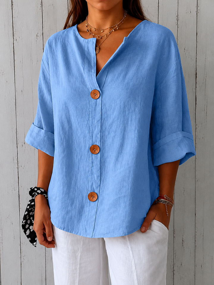 Olivia Loose Linen Blouse Summer Light and Comfortable Women's Style