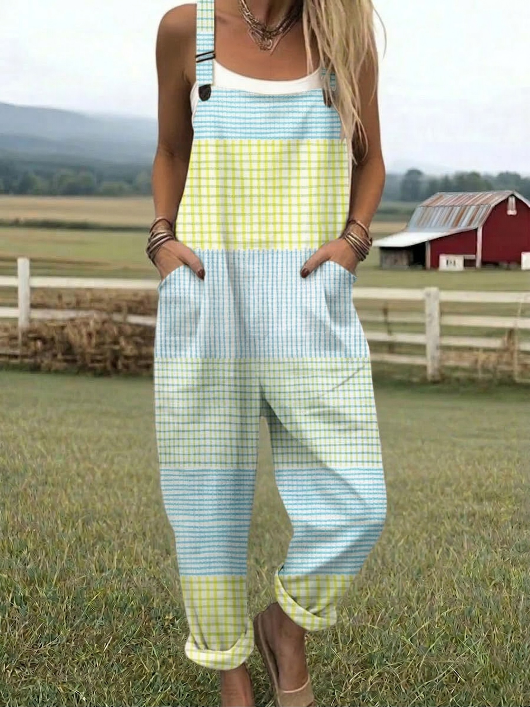 Fleur | Pastel Checkered Jumpsuit