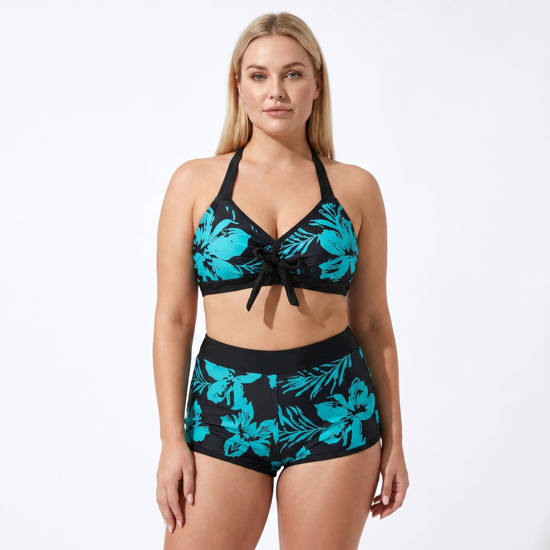 Linda | Floral Print Bikini Set with Boyshort