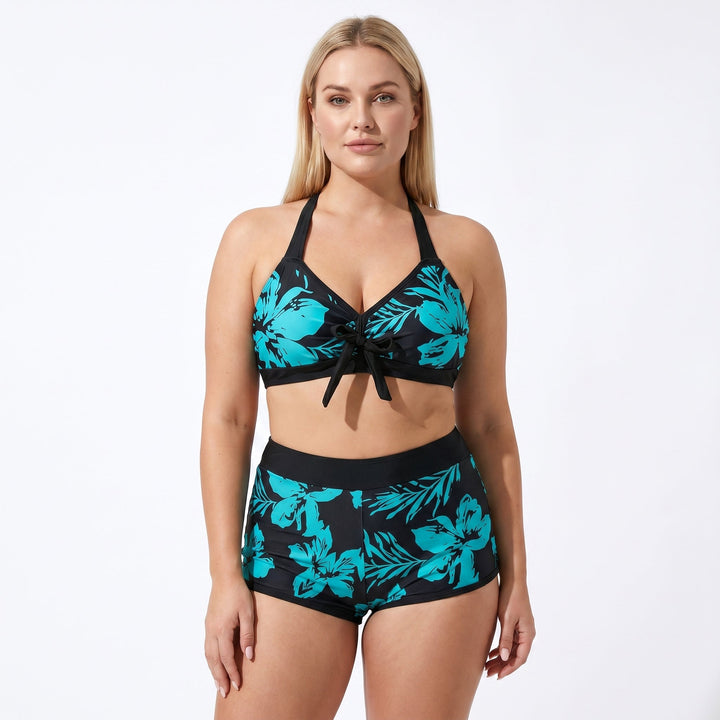 Linda | Floral Print Bikini Set with Boyshort