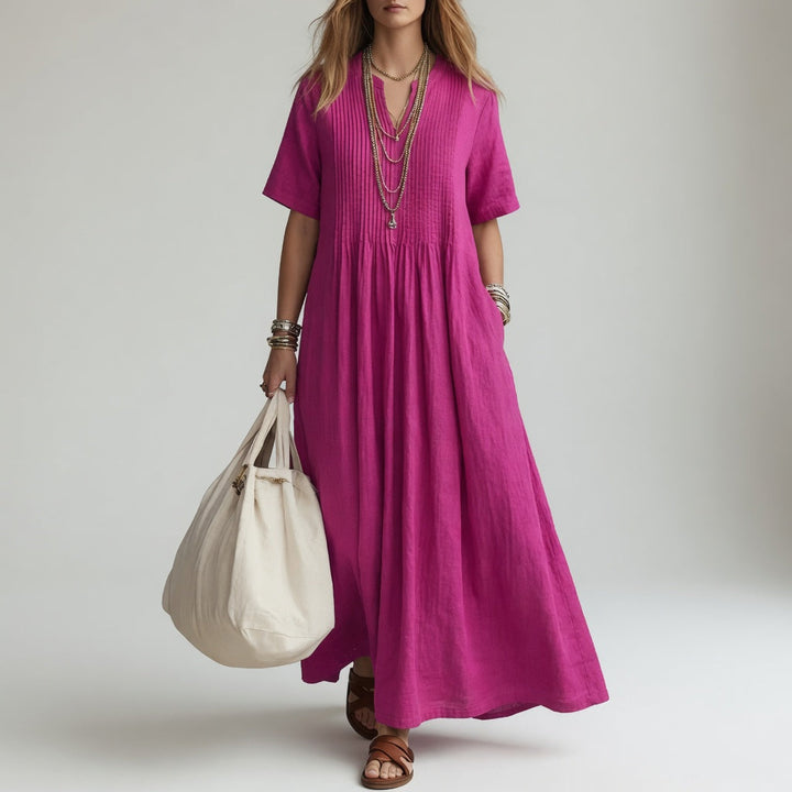 Pélagie™ — Cotton V-Neck Maxi Dress Summer Freedom