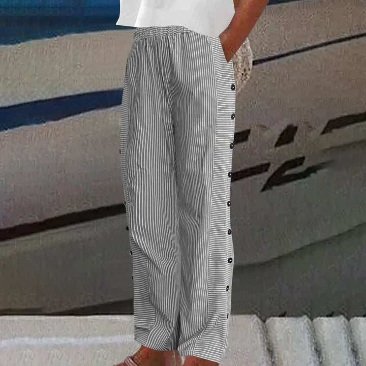 Sharon - Striped Seabreeze Button-Up Pants