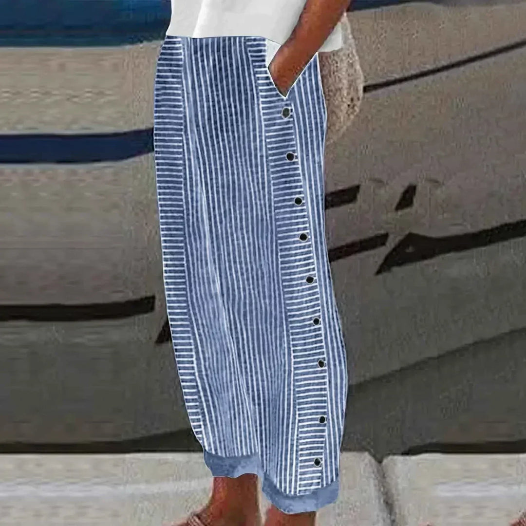 Sharon - Striped Seabreeze Button-Up Pants