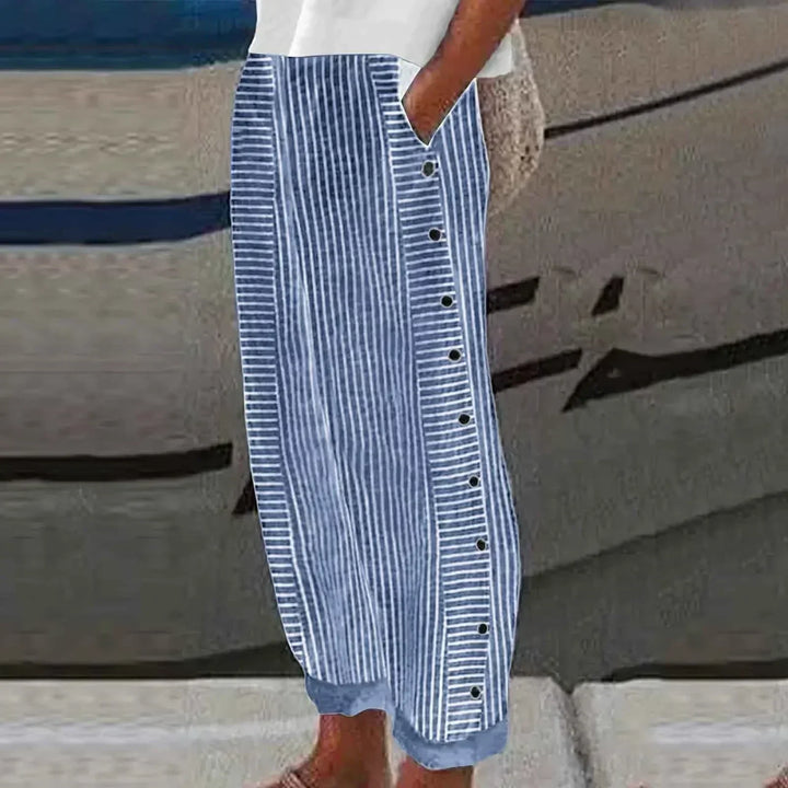 Sharon - Striped Seabreeze Button-Up Pants