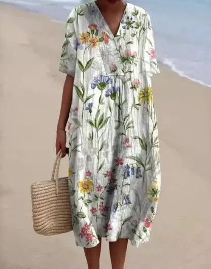 Women's Vintage Floral Casual Flowing Dress