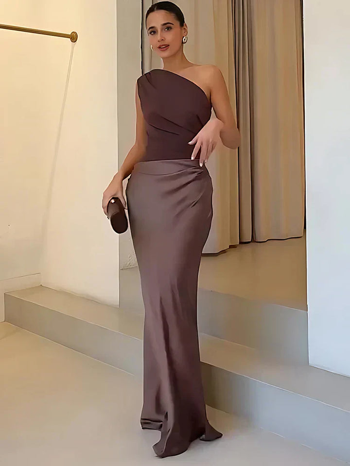 Luna™ | Satin Maxi Dress with Slit