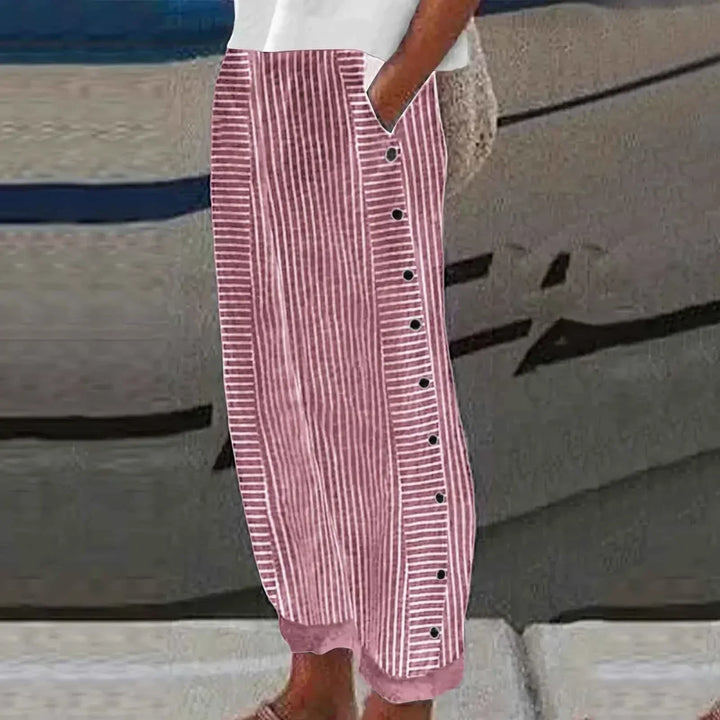 Sharon - Striped Seabreeze Button-Up Pants