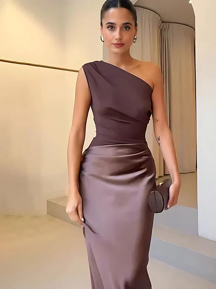 Luna™ | Satin Maxi Dress with Slit