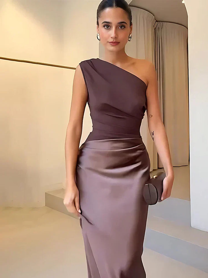 Luna™ | Satin Maxi Dress with Slit