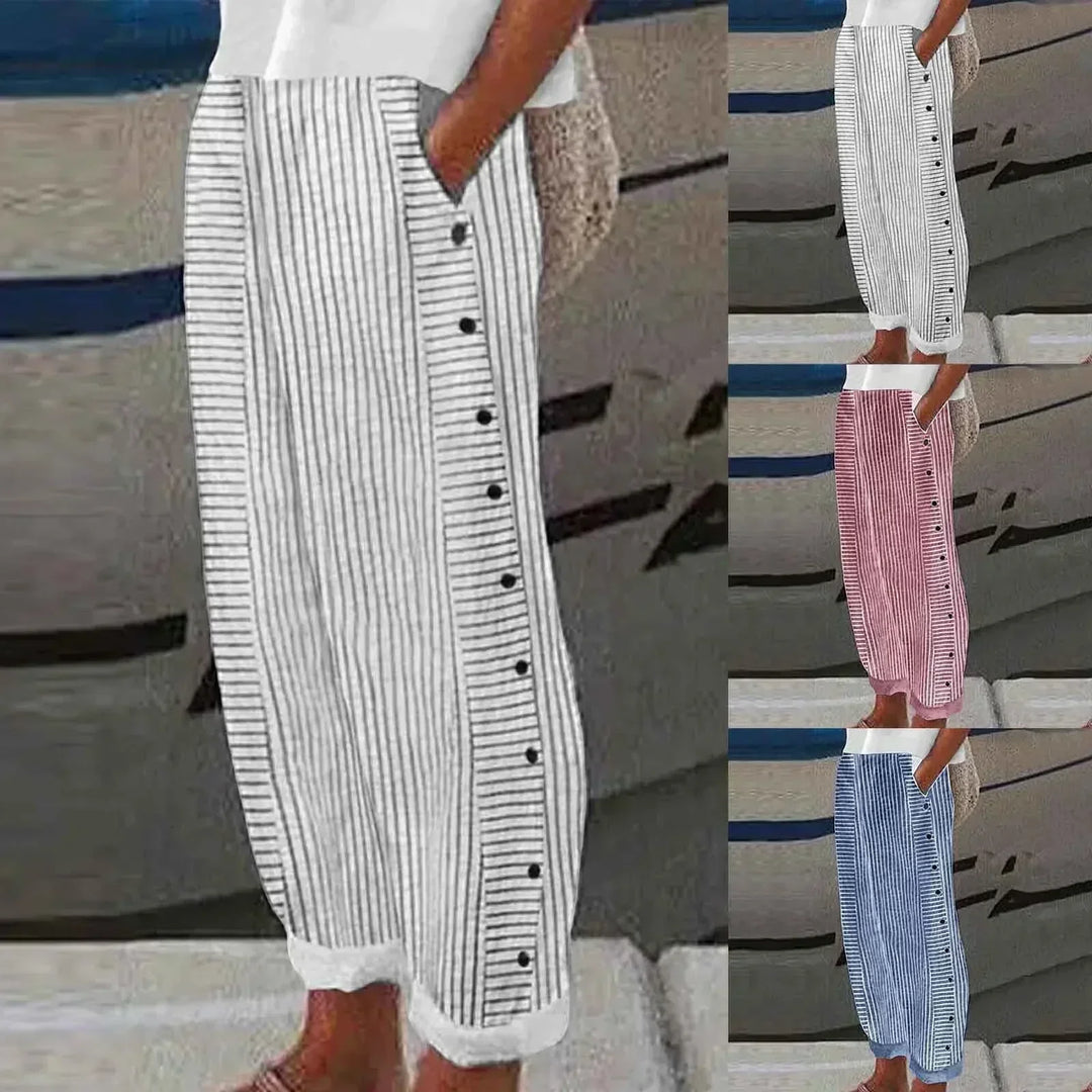 Sharon - Striped Seabreeze Button-Up Pants