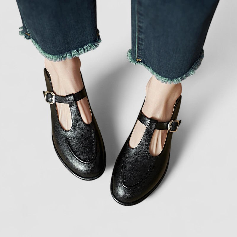 Camila – Orthopedic Leather Mary Jane Shoes with Low Heel