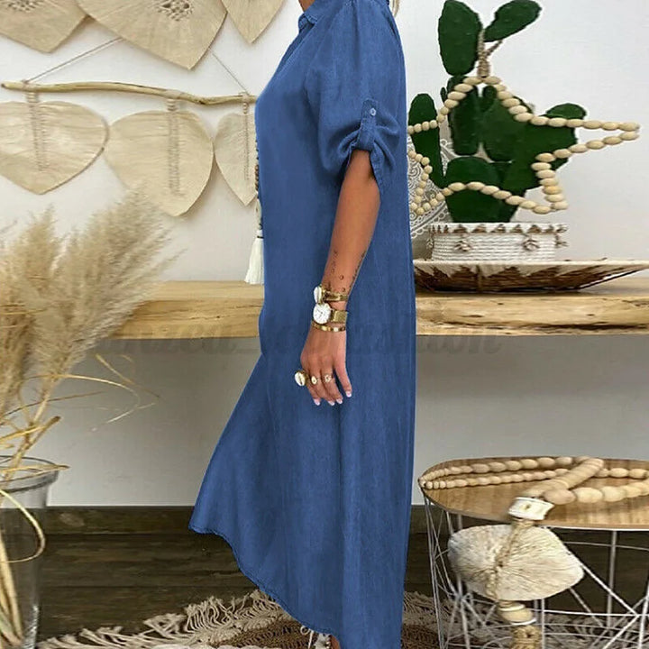 Sadie | Comfortable Shirt Dress in Denim