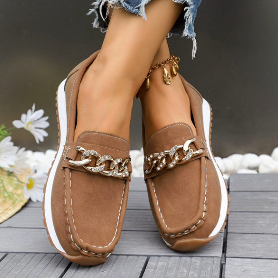 Elle - Orthopedic Diamond Buckle Loafers