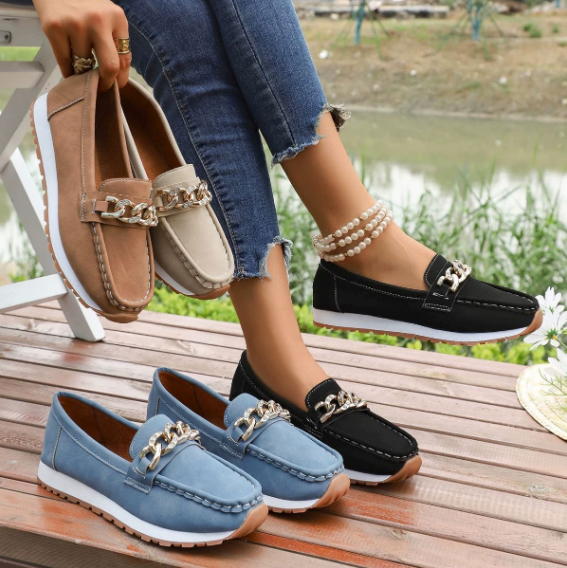Elle - Orthopedic Diamond Buckle Loafers