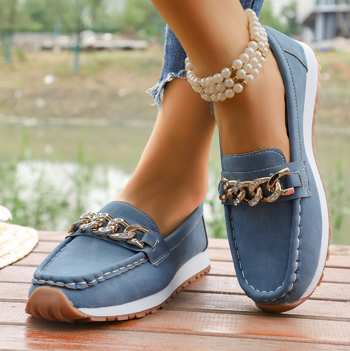 Elle - Orthopedic Diamond Buckle Loafers