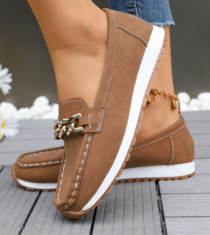 Elle - Orthopedic Diamond Buckle Loafers