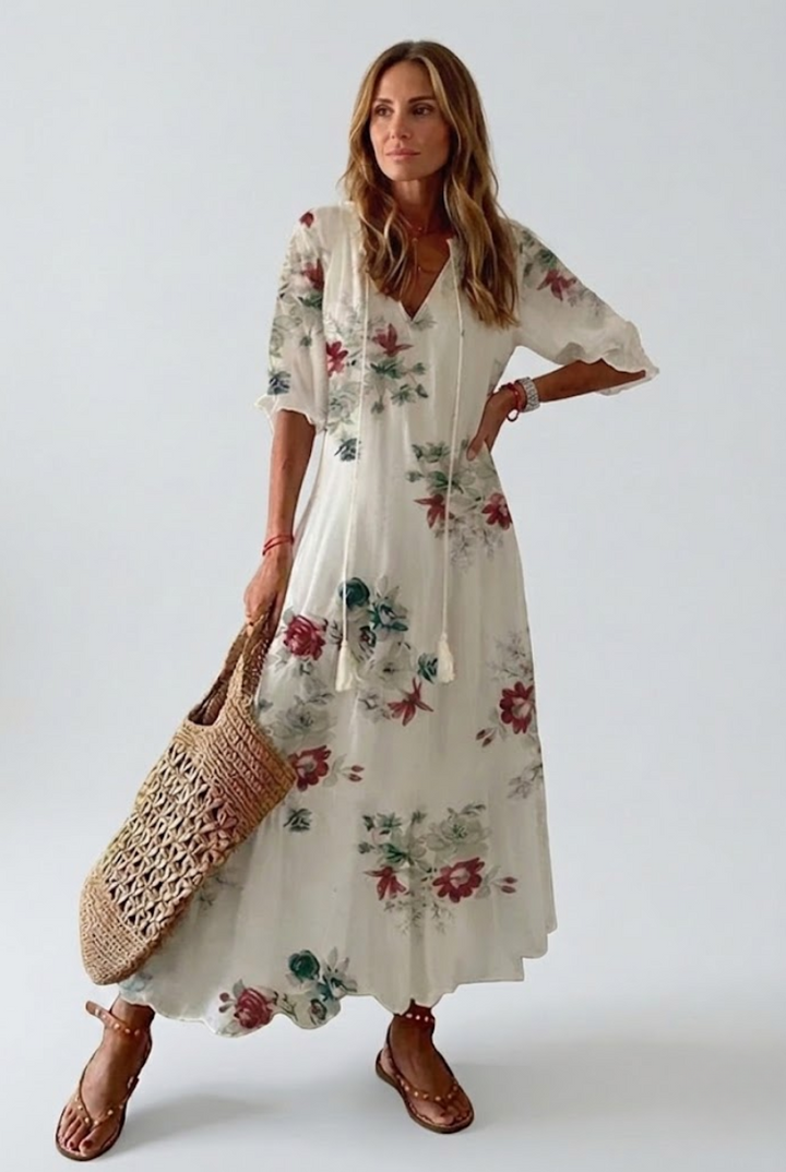 Élodie™ — Elegant Velvet Floral Maxi Dress