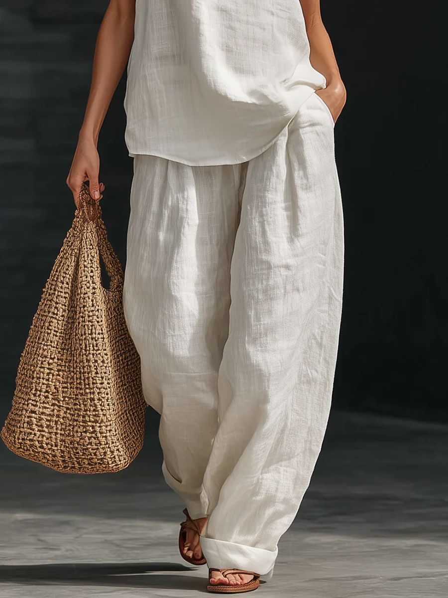 Carlotta — Elegant sleeveless set with wide pants