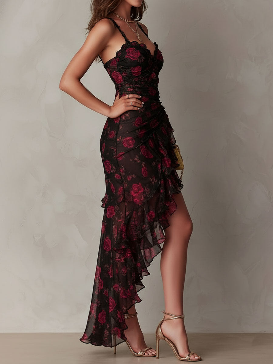 Lane | Robe Fleurie à Ourlet Froncé