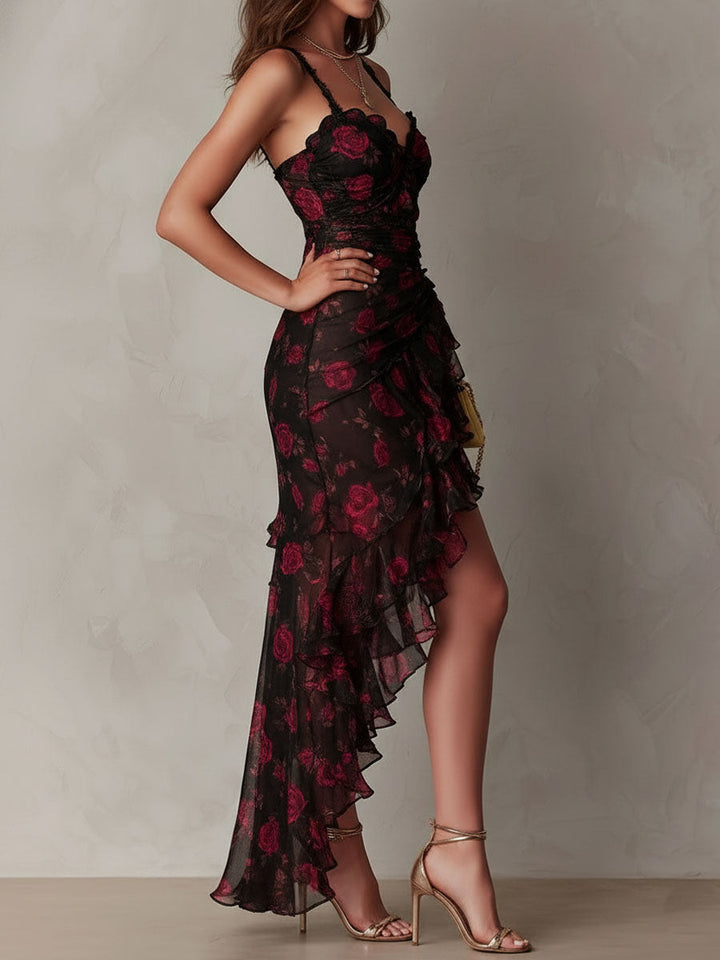 Lane | Robe Fleurie à Ourlet Froncé