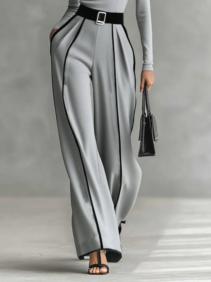 Solana - Long Sleeve Turtleneck and Wide Leg Pants Set with Belt